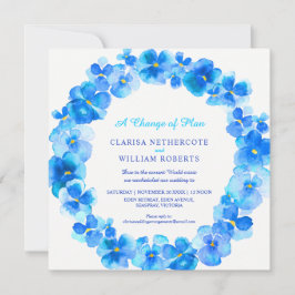 Invitación Cambio de color azul del plan boda reprogramado