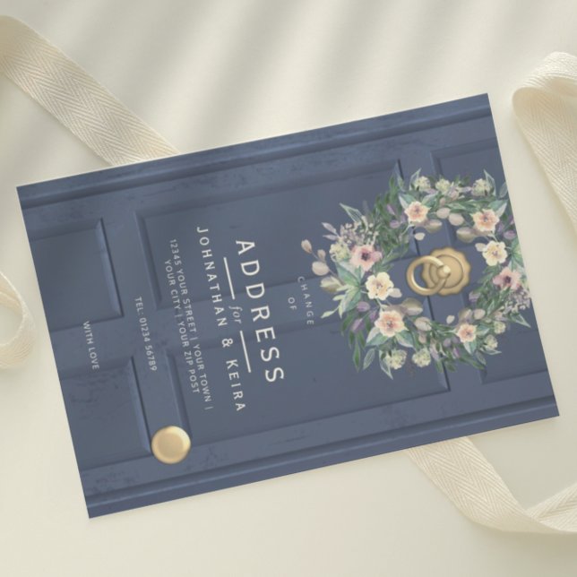 Invitación CAMBIO DE DIRECCIÓN DE LA puerta del boda azul (Subido por el creador)