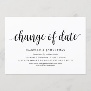 Invitación Cambio de fecha, Boda Cambiar la fecha