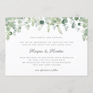 Invitación Cambio de fecha Boda Eucalyptus
