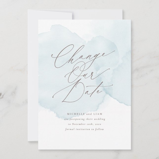Invitación Cambio de Fecha de Aplzamiento de Aquarela Suave (Anverso)
