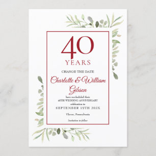 Invitación Cambio de fecha del 40º aniversario de bodas con v