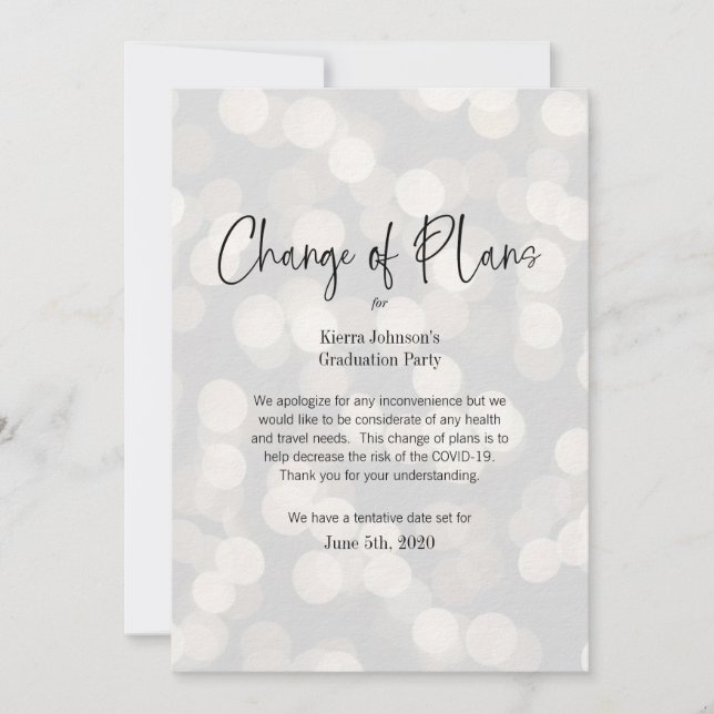 Invitación Cambio de Fecha Evento Comercial o Personal COVID  (Anverso)