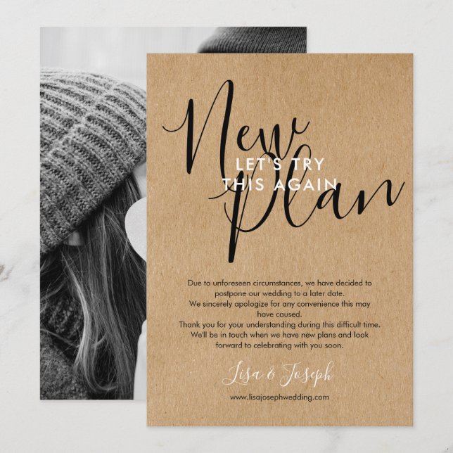 Invitación Cambio de fecha Nuevo plan cancelado foto rusa (Anverso / Reverso)