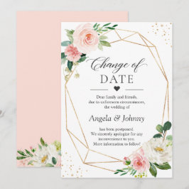 Invitación Cambio de Fecha Rosa Pálido Floral Geométrico Dora
