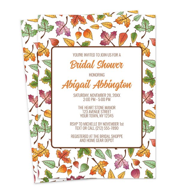 Invitación Cambio de hojas caída caída ducha de novia (Changing Leaves Fall Bridal Shower Invitations from Artistically Invited on Zazzle.)