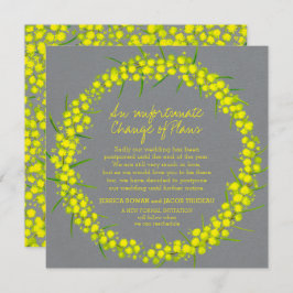 Invitación Cambio de la flor gris amarillo de acacia primaver