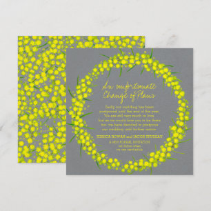 Invitación Cambio de la flor gris amarillo de acacia primaver