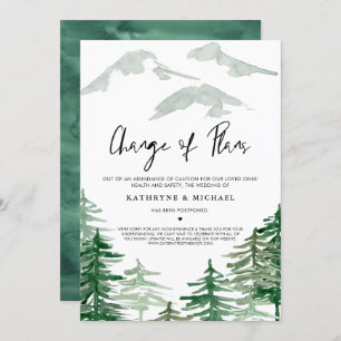 Invitación Cambio de los planes en el bosque de color de agua