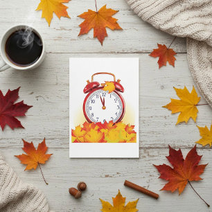 Invitación Cambio De Otoño Cae Salto Y Reloj Retro