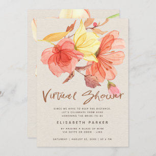 Invitación Cambio de planes acuarela floral ducha virtual