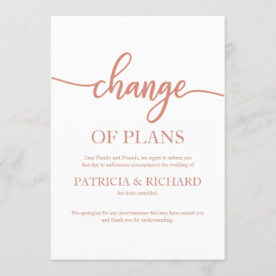 Invitación Cambio De Planes Boda Aplazada Rosa Dorado