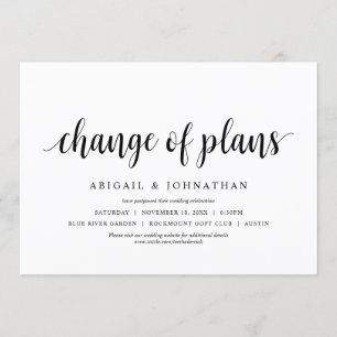 Invitación Cambio de planes, Boda Cambiar la fecha