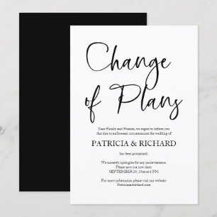Invitación Cambio De Planes Boda Sencilla Pospuesta
