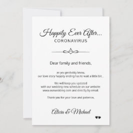 Invitación Cambio de planes de boda debido al coronavirus