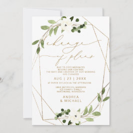 Invitación Cambio de planes de boda geométrica pospuesta