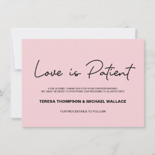 Invitación Cambio de planes de boda pospuestos por amor pacie