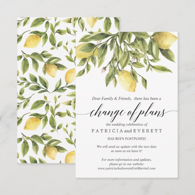 Invitación Cambio de planes de lémulos de verano y Boda de fo (Anverso / Reverso)