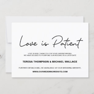 Invitación Cambio de planes El amor es el paciente Boda pospu