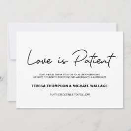 Invitación Cambio de planes El amor es el paciente Boda pospu