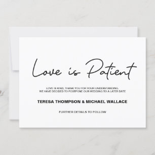 Invitación Cambio de planes El amor es el paciente Boda pospu