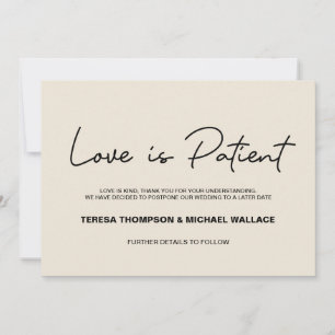 Invitación Cambio de planes El amor es paciente Boda pospuest