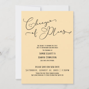 Invitación Cambio de Planes, Elegant Peach New Boda Date