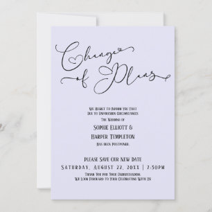 Invitación Cambio de Planes, Elegante Fecha de Boda Nueva Lav