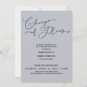 Invitación Cambio de planes, elegante fecha de nueva boda azu