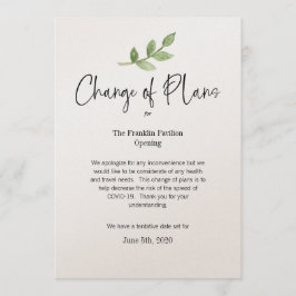 Invitación Cambio de Planes Evento Personal de Negocios COVID