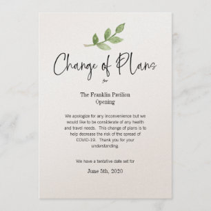 Invitación Cambio de Planes Evento Personal de Negocios COVID