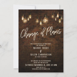 Invitación Cambio de planes Luces de Edison posponen boda