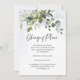 Invitación Cambio De Planes Posposición Boda De Moda Eucalypt