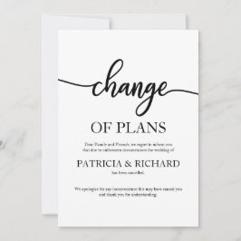 Invitación Cambio De Planes Pospuestos Boda Cancelado