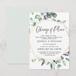 Invitación Cambio De Planes Pospuestos Eucalipto Lavanda