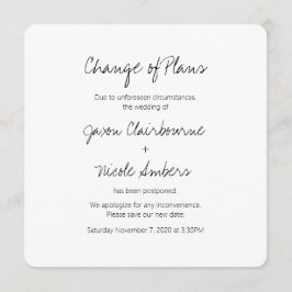 Invitación Cambio de planes Reprogramar Boda de fotografías o