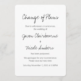 Invitación Cambio de planes Reprogramar Boda de fotografías o