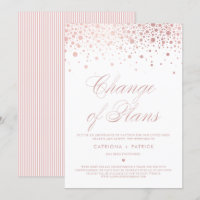Cambio de planes Rose Gold Foil Confeti Pospuesto
