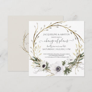 Invitación Cambio de Planes Script Gray White Floral Greenera