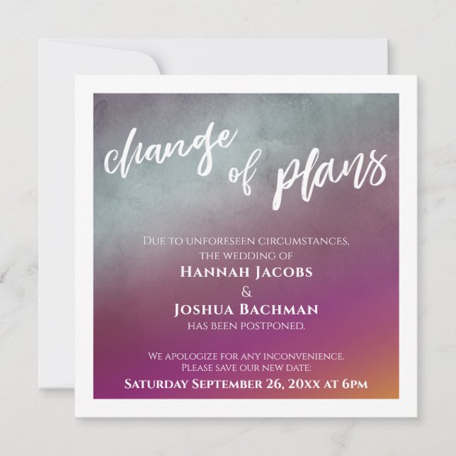 Invitación Cambio del plan de fruta de la pasión Cambio de la (Anverso)