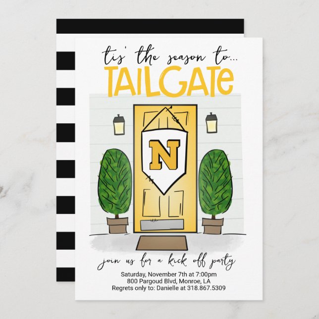 Invitación Cambio del portón trasero del fútbol CUALQUIER COL (Anverso / Reverso)