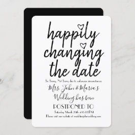 Invitación Cambio feliz de fecha Boda Fecha blanco negro