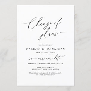 Invitación Cambio mínimo simple de planes, boda pospuesta