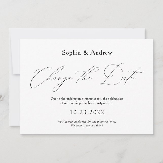 Invitación Cambio Simple Posponer la Fecha de la Boda (Anverso)