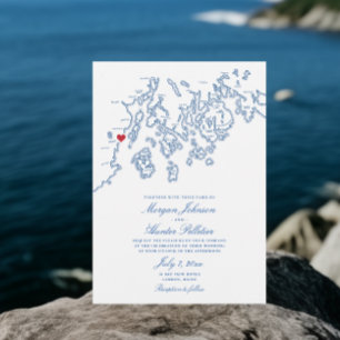 Invitación Camden Maine Penobscot Bay Map Elegant Wedding
