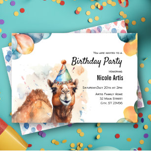 Invitación Camel Desert Safari Zoo Animal Fiesta de Cumpleaño