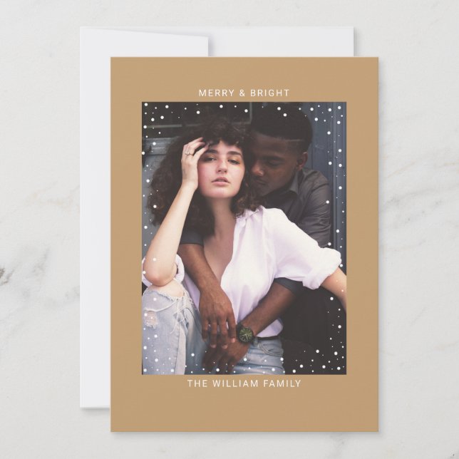 Invitación Camel Snowfall | Feliz Navidad con foto (Anverso)