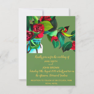 Invitación Camelias florales de boda rústica