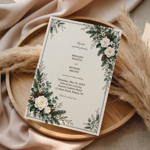 Invitación Camelias Florecen Entre Ramitas del Bosque