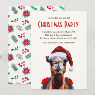 Invitación Camello en un Fiesta de Navidades de Santa Hat Poi